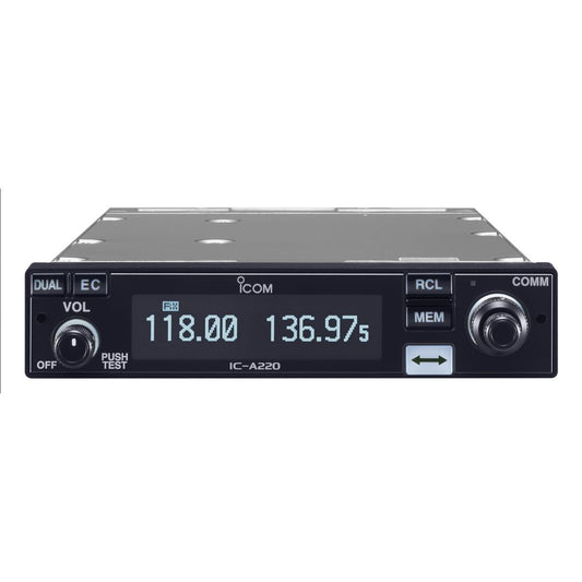Transceptor VHF de banda aérea Icom IC-A220T para montaje en panel - Homologado por la FAA (TSO)