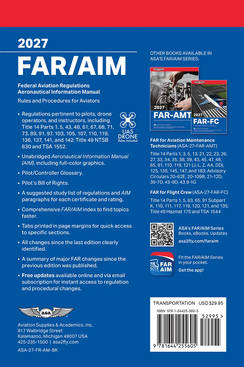 FAR/AIM 2027 de ASA, contraportada - Aero Tienda