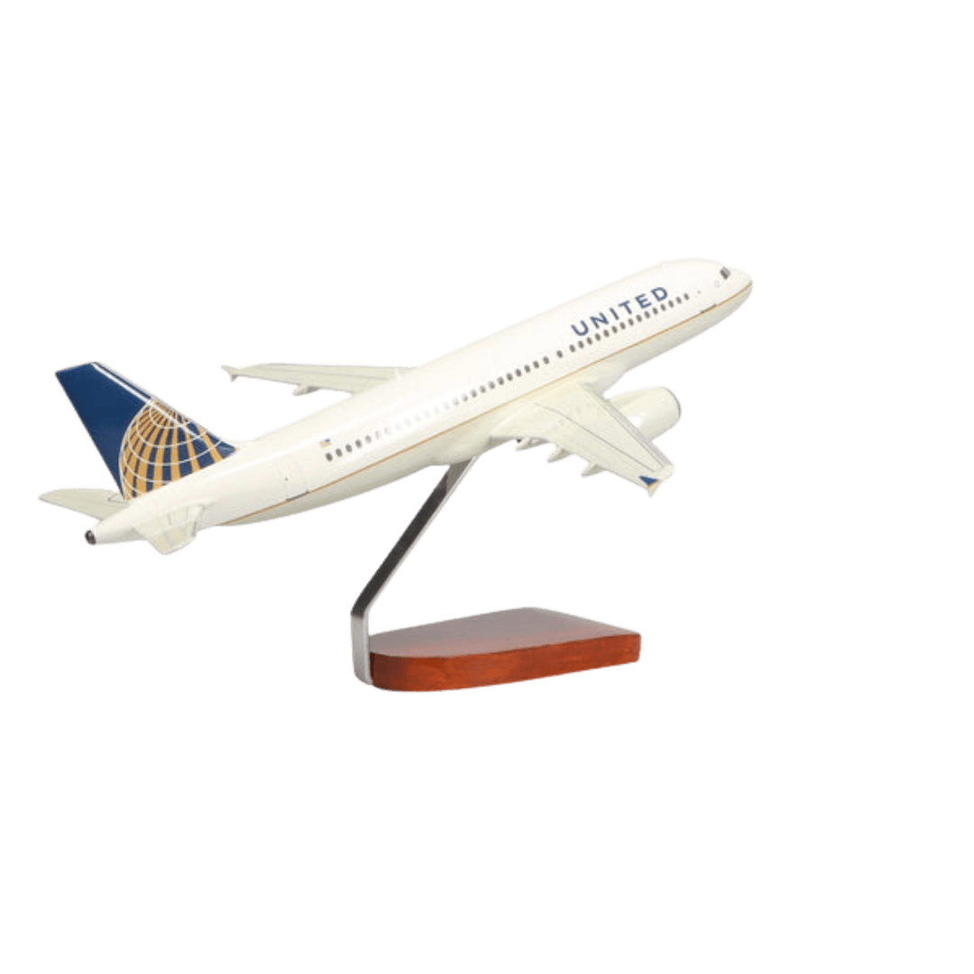 Modelo de Caoba Grande de Edición Limitada Del Airbus A320 de United Airlines (diseño de Fusión Continental) - Aero Tienda