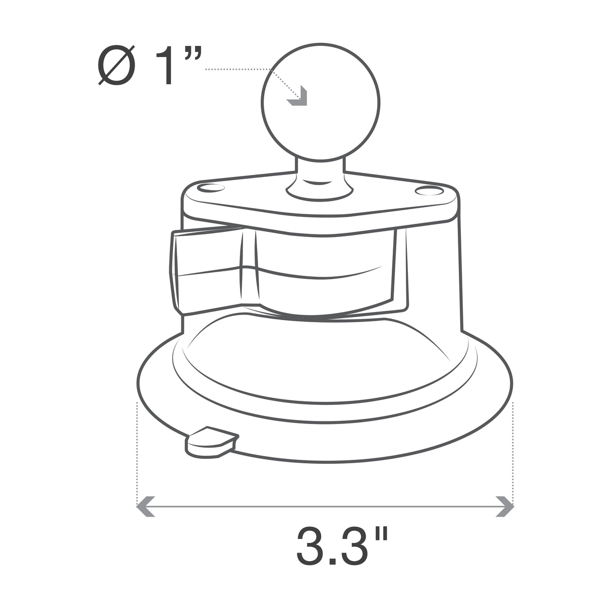 Base RAM de Ventosa Twist-Lock 3.3" con Bola de 1" (RAM-B-224-1U) - vista 4 - Aero Tienda