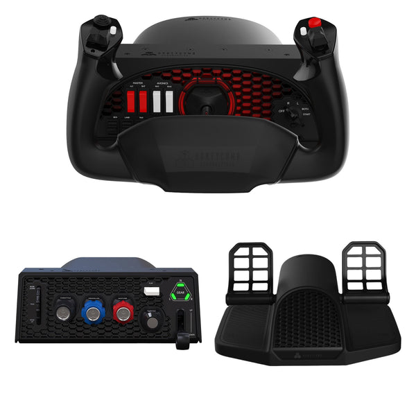 Honeycomb Alpha + Sierra + Charlie | Yugo de Vuelo, Cuadrante y Pedales de Timón 3 en 1 - Aero Tienda
