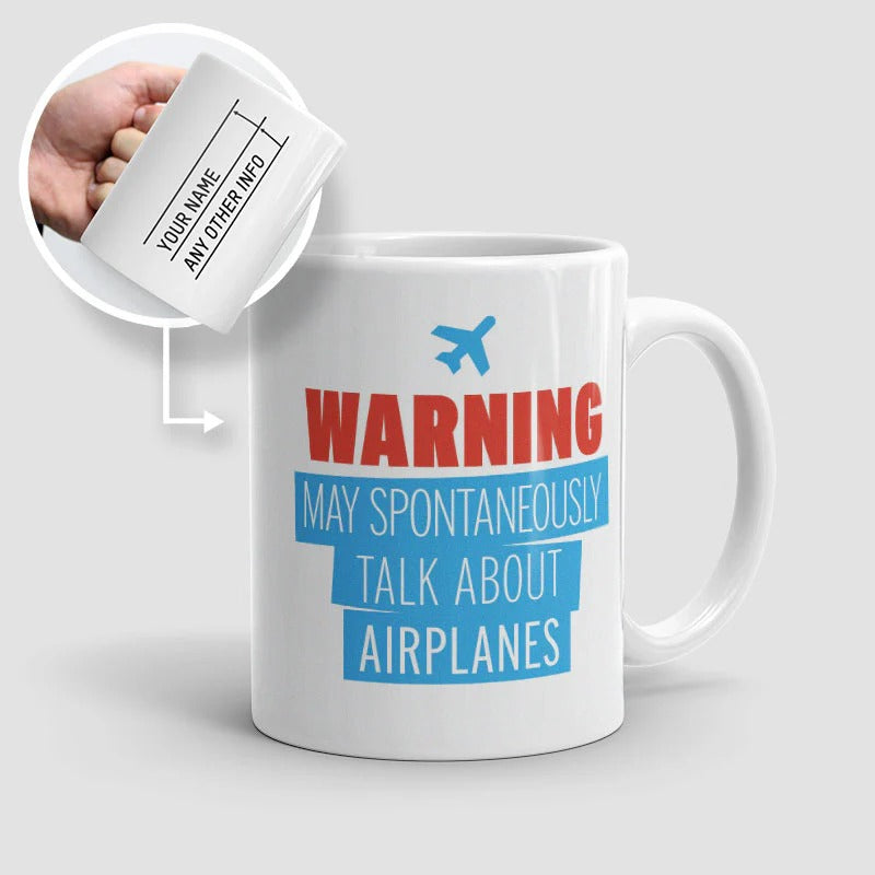 Advertencia: Puede hablar de aviones - Taza - vista 3 - Aero Tienda