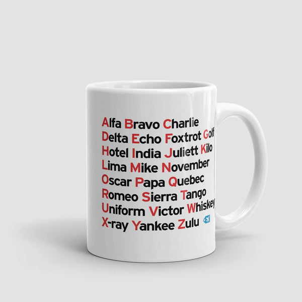 Alfabeto fonético de la OTAN - Taza - Aero Tienda