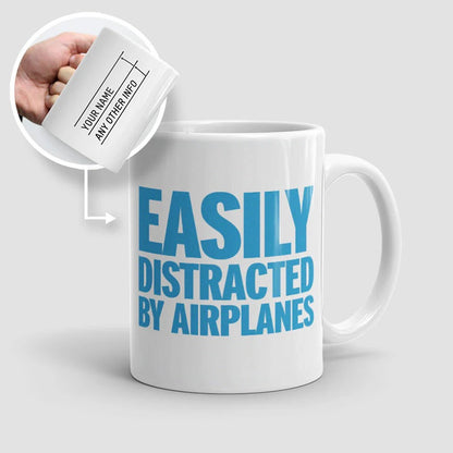 Taza "Me distraigo fácilmente con los aviones"