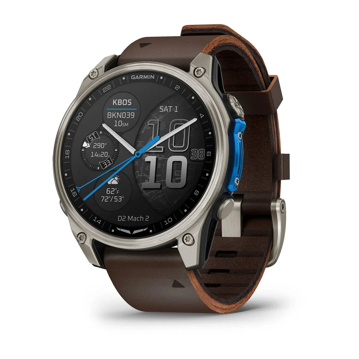 Garmin D2 Mach 2 – Reloj inteligente de 47 mm con correa de cuero