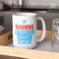 Advertencia: Puede hablar de aviones - Taza - vista 2 - Aero Tienda