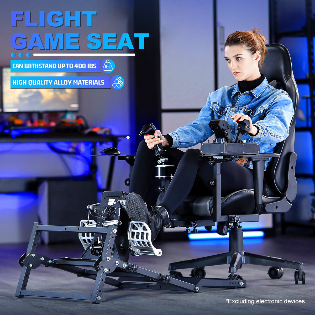 Marada Asiento de Vuelo con Soportes HOTAS y Base de Pedales | Cabina de Simulador de Vuelo - vista 3 - Aero Tienda