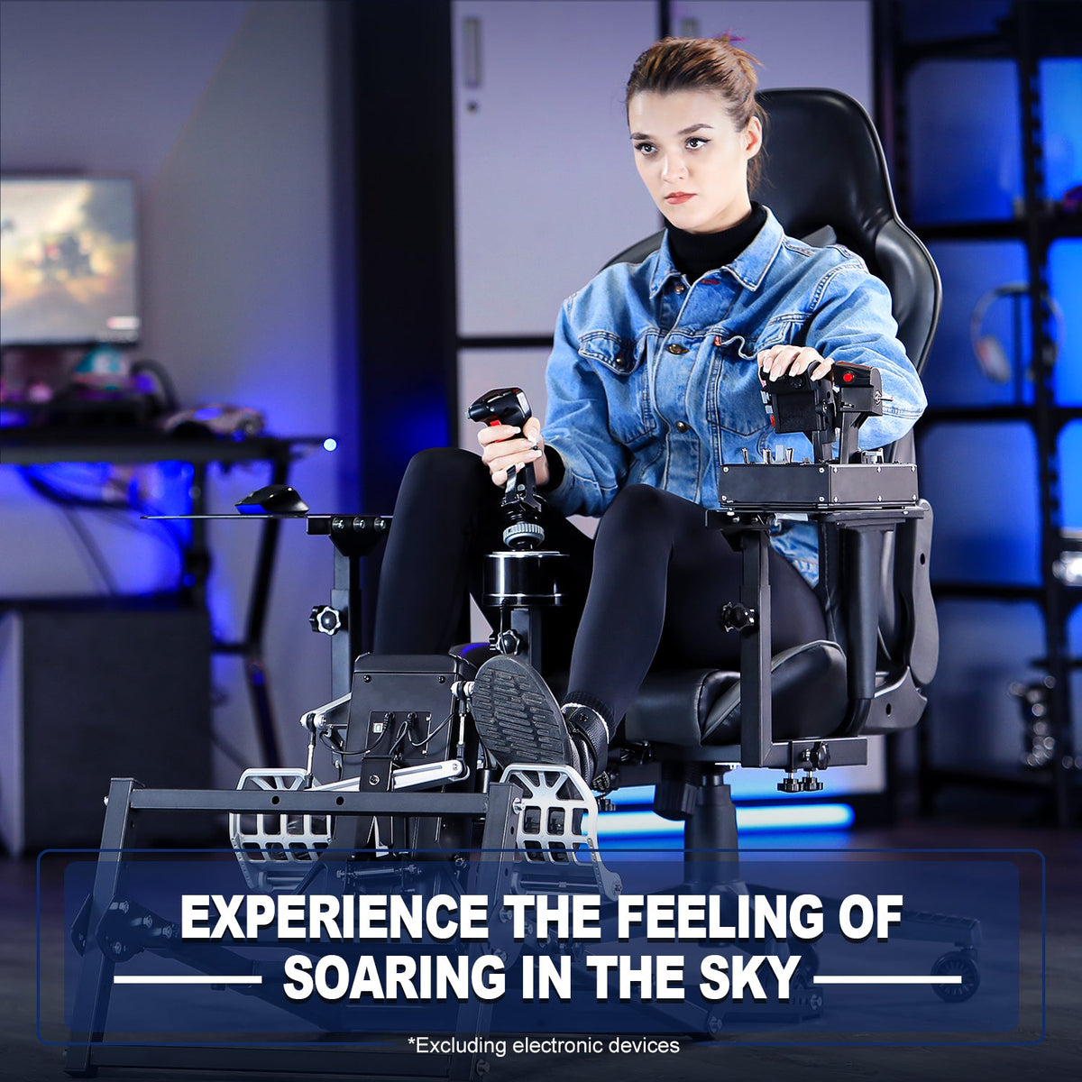 Marada Asiento de Vuelo con Soportes HOTAS y Base de Pedales | Cabina de Simulador de Vuelo - vista 4 - Aero Tienda