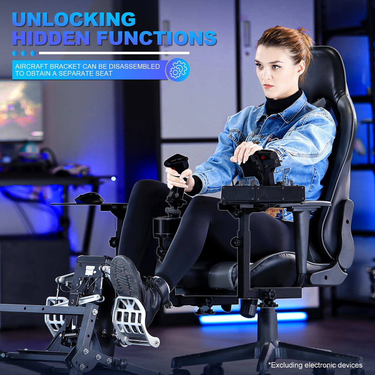 Marada Asiento de Vuelo con Soportes HOTAS y Base de Pedales | Cabina de Simulador de Vuelo - vista 7 - Aero Tienda