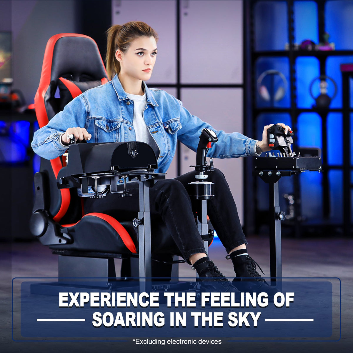 Marada Cabina HOTAS con Asiento | Cabina de Simulador de Vuelo para Joystick y Acelerador - vista 11 - Aero Tienda
