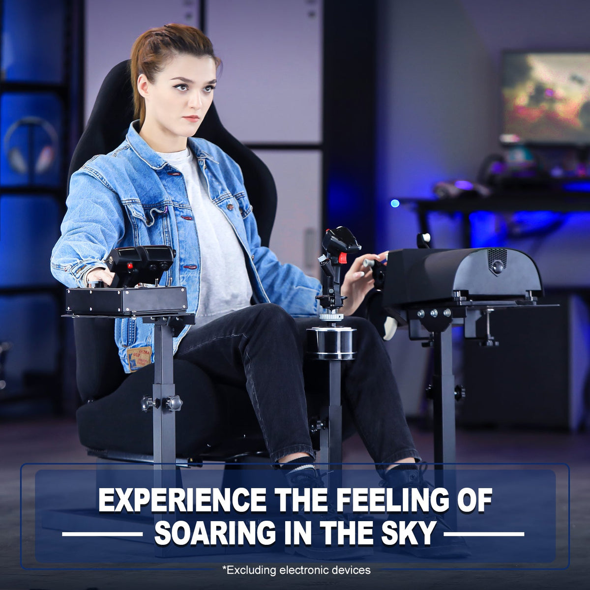 Marada Cabina HOTAS con Asiento | Cabina de Simulador de Vuelo para Joystick y Acelerador - vista 12 - Aero Tienda