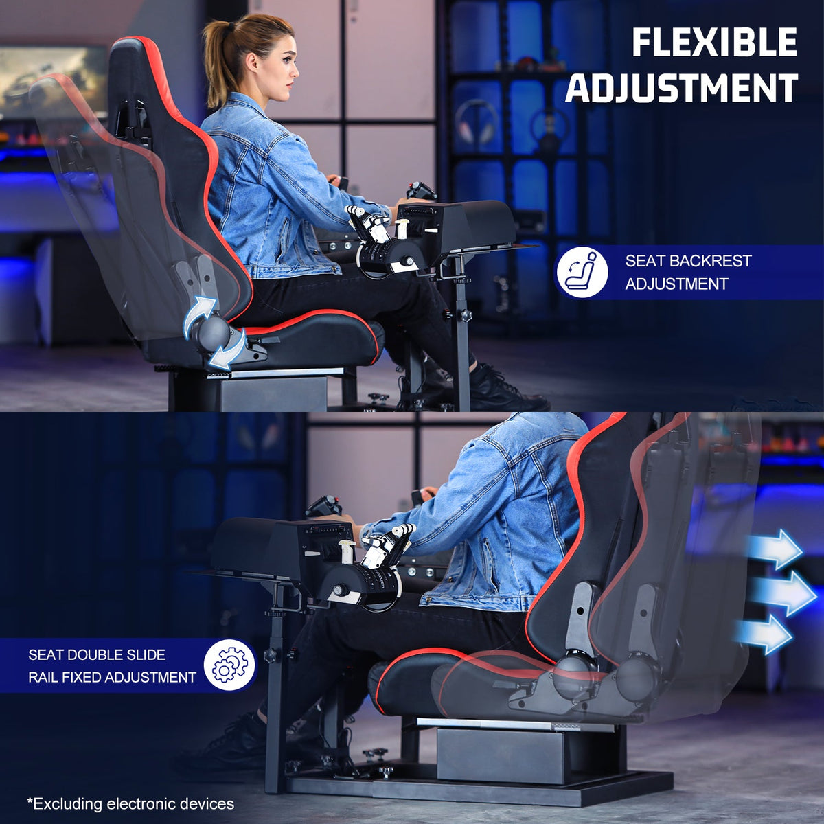 Marada Cabina HOTAS con Asiento | Cabina de Simulador de Vuelo para Joystick y Acelerador - vista 7 - Aero Tienda