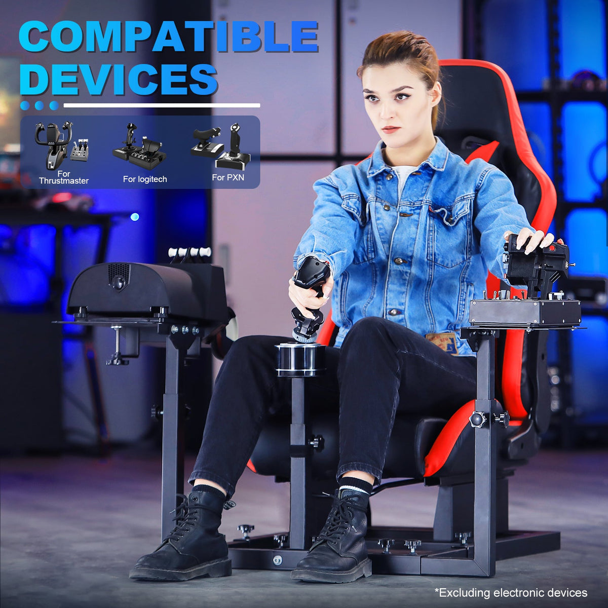 Marada Cabina HOTAS con Asiento | Cabina de Simulador de Vuelo para Joystick y Acelerador - vista 9 - Aero Tienda