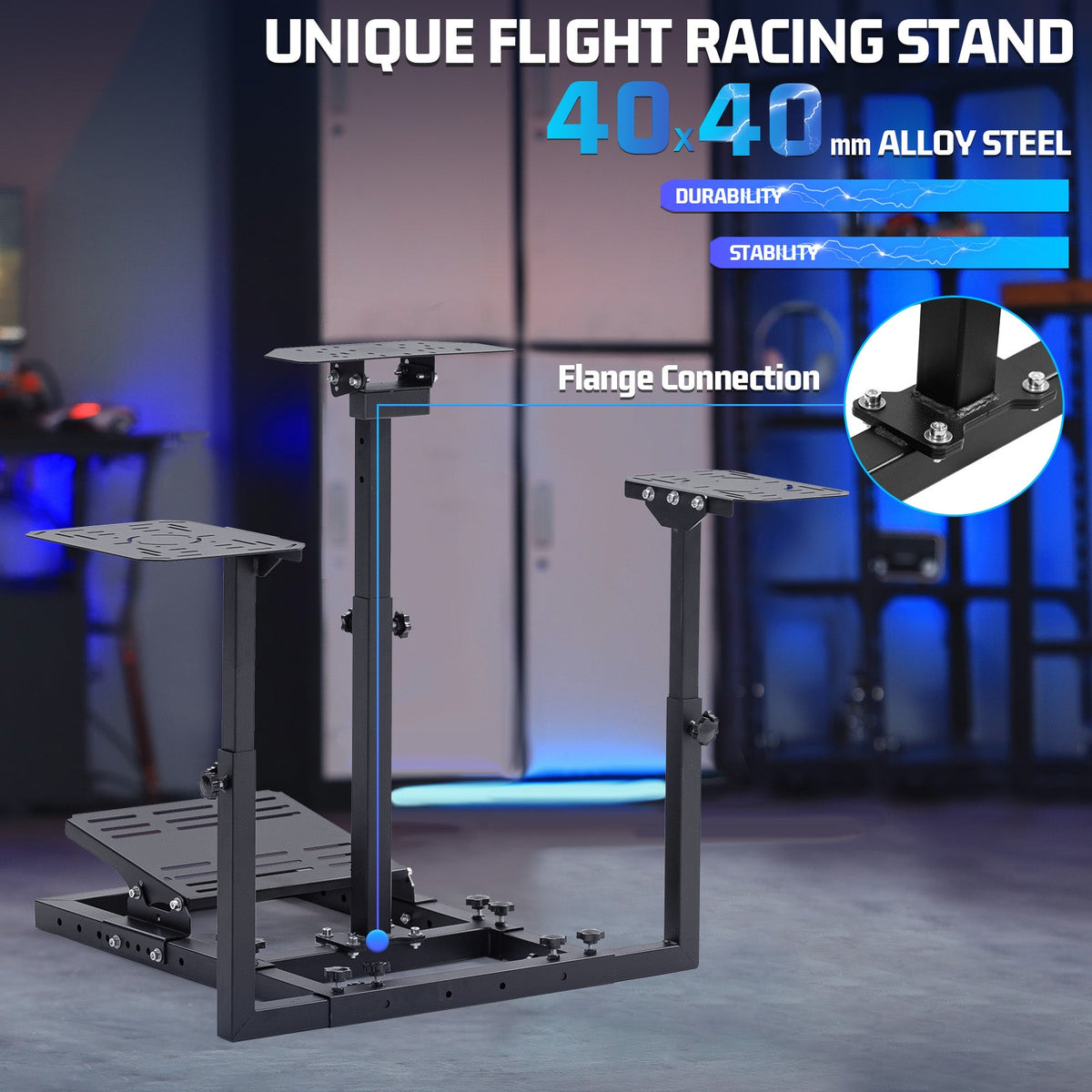 Marada Soporte de Vuelo con Doble Plataforma | Base para Yugo, Acelerador y Pedales - vista 2 - Aero Tienda