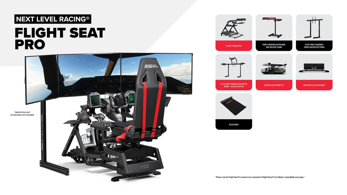 Next Level Racing Flight Seat Pro | Asiento para Simulador de Vuelo con Poste HOTAS - vista 10 - Aero Tienda