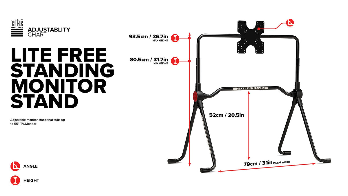 Next Level Racing Lite Soporte para Monitor | Soporte Independiente Ligero hasta 55"