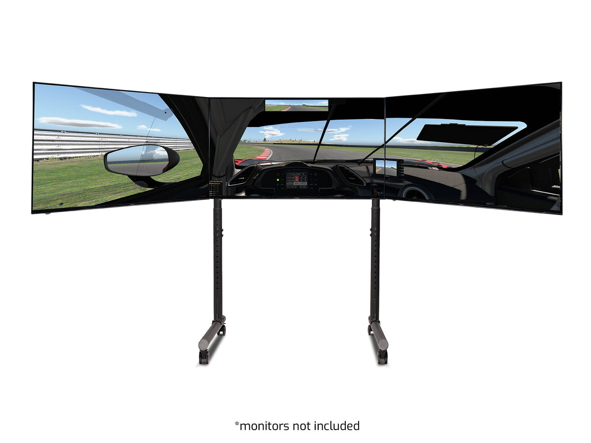 Next Level Racing Round Tube Soporte Triple para Monitores | Soporte Independiente hasta 3 x 43"