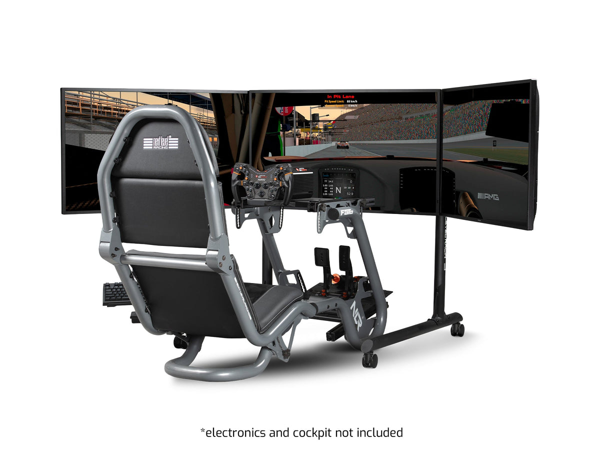 Next Level Racing Round Tube Soporte Triple para Monitores | Soporte Independiente hasta 3 x 43"
