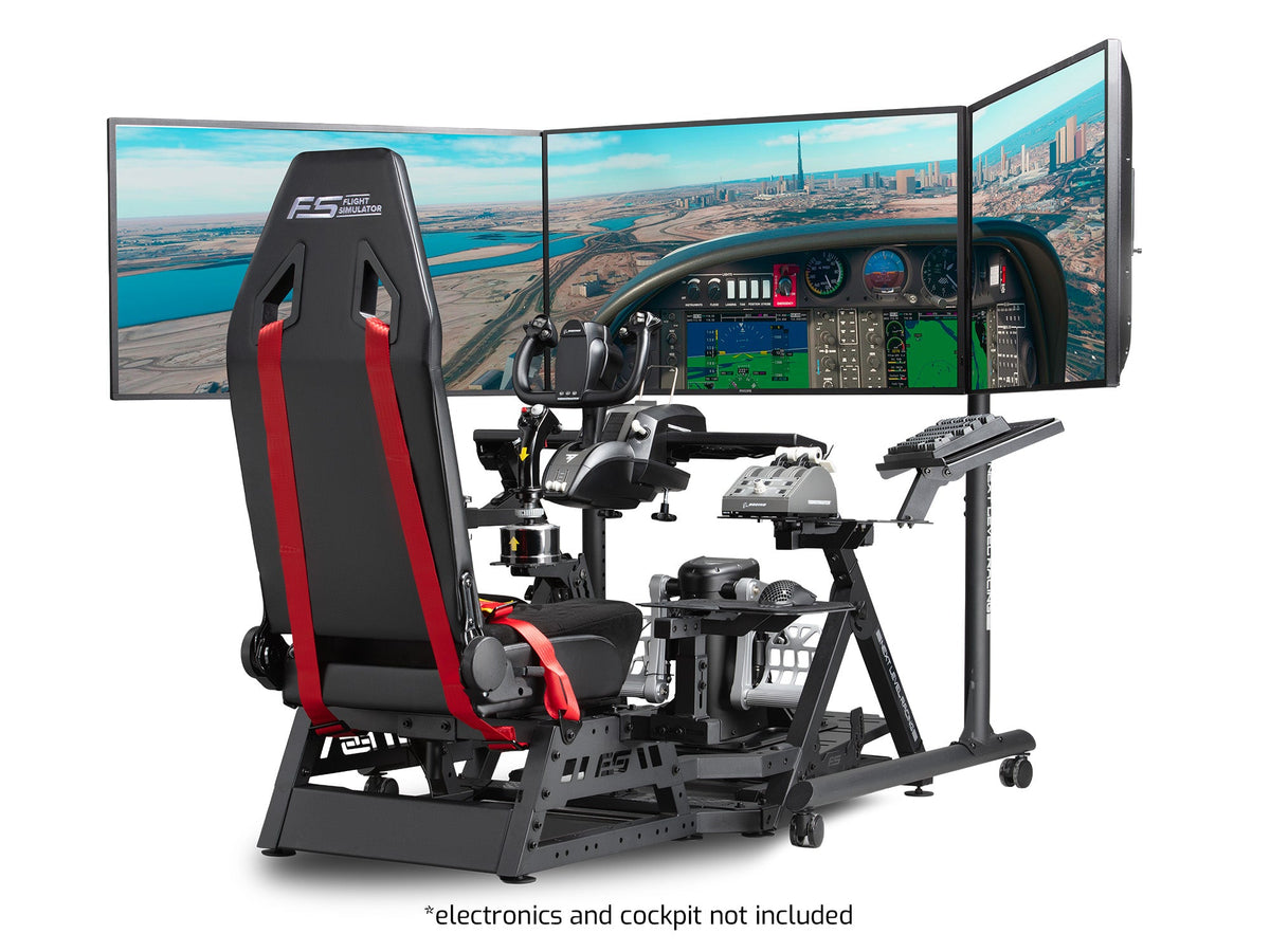 Next Level Racing Round Tube Soporte Triple para Monitores | Soporte Independiente hasta 3 x 43"