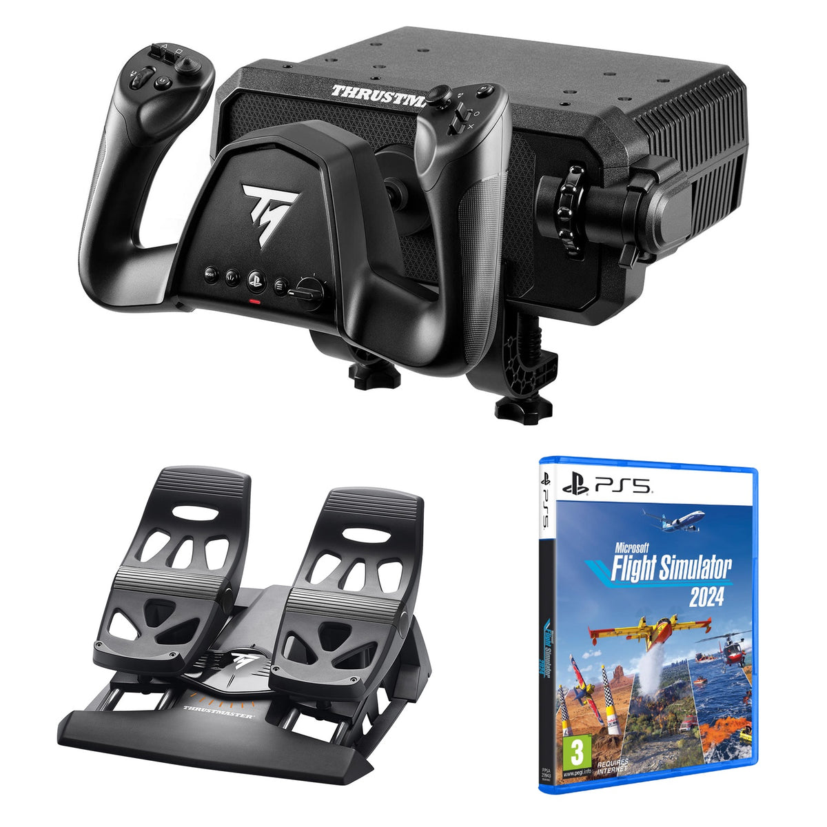 Paquete Simulador de Vuelo PS5 3 en 1 | Yugo de Vuelo TCA Sky Yoke, Pedales de Timón y MSFS 2024 - Aero Tienda