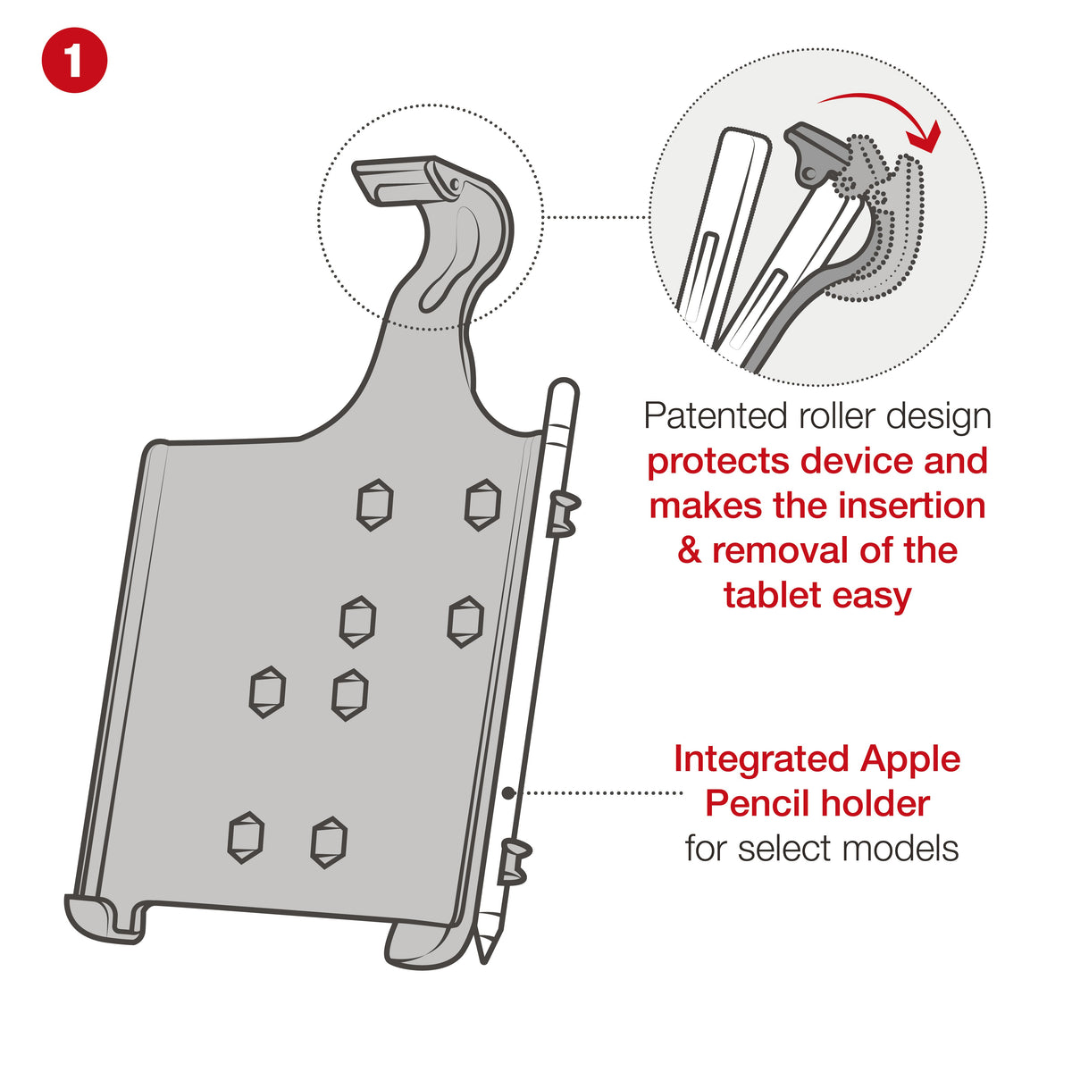 Soporte RAM EZ-Roll'r de Yugo para iPad mini 6 y mini 7 (A17 Pro) (RAM-B-121-AP36U) - vista 7 - Aero Tienda