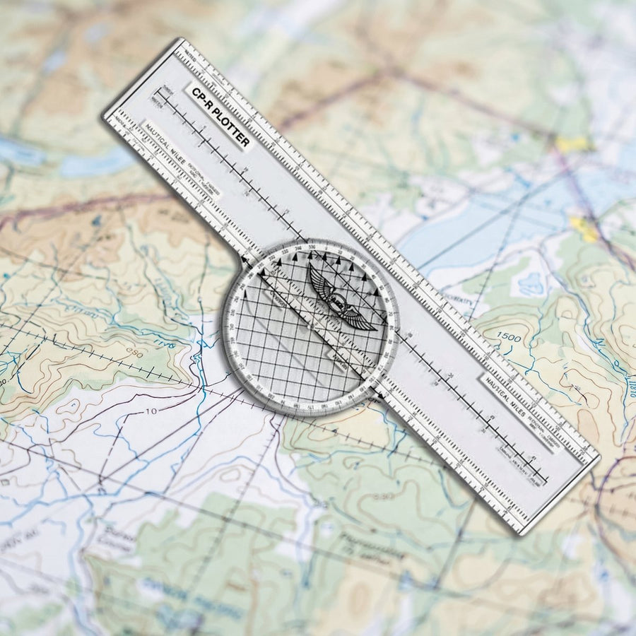 Plotter ASA sobre una carta aeronáutica genérica (imagen ilustrativa)